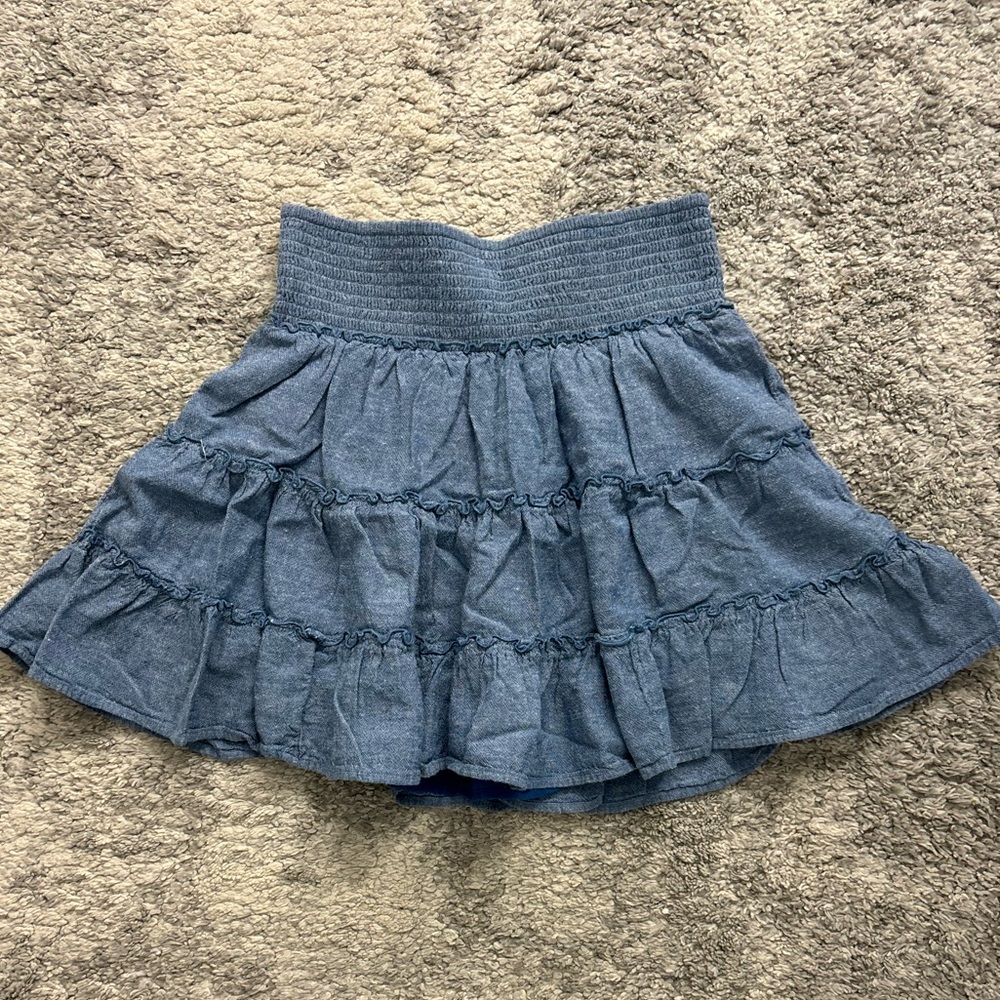 American Eagle Outfitters Blue Cottagecore Boho Ruffle western mini Skirt M